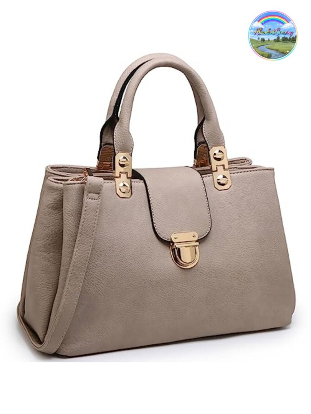 Vegan Leather Satchel Handbag Top Handle Purse Medium Tote